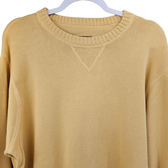Eddie Baurer Men's Woven Cotton Crew Neck Sweater, Soft Gold, Size XLT - Picture 4 of 8